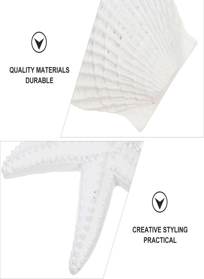 TOPPERFUN 8Pcs Simulated Sea Star and Shells, 9.06in Resin White Scallop Sea Star Decoration for Fish Tank Home Decoration Aquarium Ornaments - Image 3